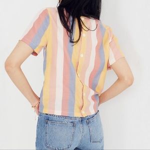 Madewell Tops - Button Back/Tie Front Tee in Sherbert Stripe Madewell Tops - Button Back/Tie Front Tee in Sherbert Stripe